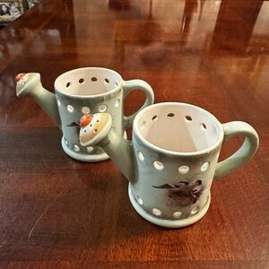 2 Marjolein Bastin Watering Can with Lady Bug Candle Votive Holder 2.75" X 5"